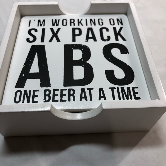 Beer Saying Wooden Coasters in Box Funny Gift idea - Picture 3 of 9